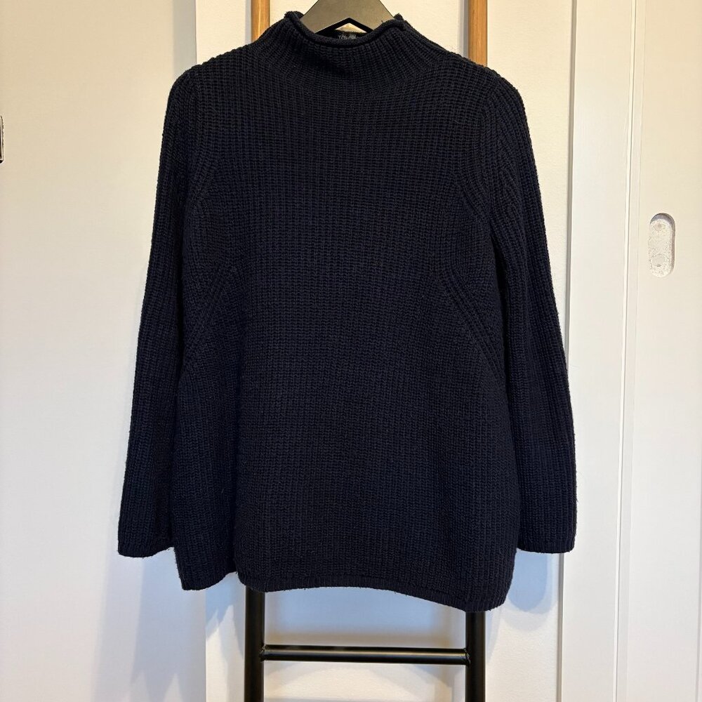 Topshop Women's Dark Navy Blue Ballon Knit Long Sleeve Sweater US 4 Small